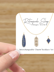 Lapis Lazuli Interchangeable Charm Necklace - 3 Charms