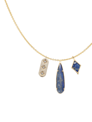Lapis Lazuli Interchangeable Charm Necklace - 3 Charms - Gold