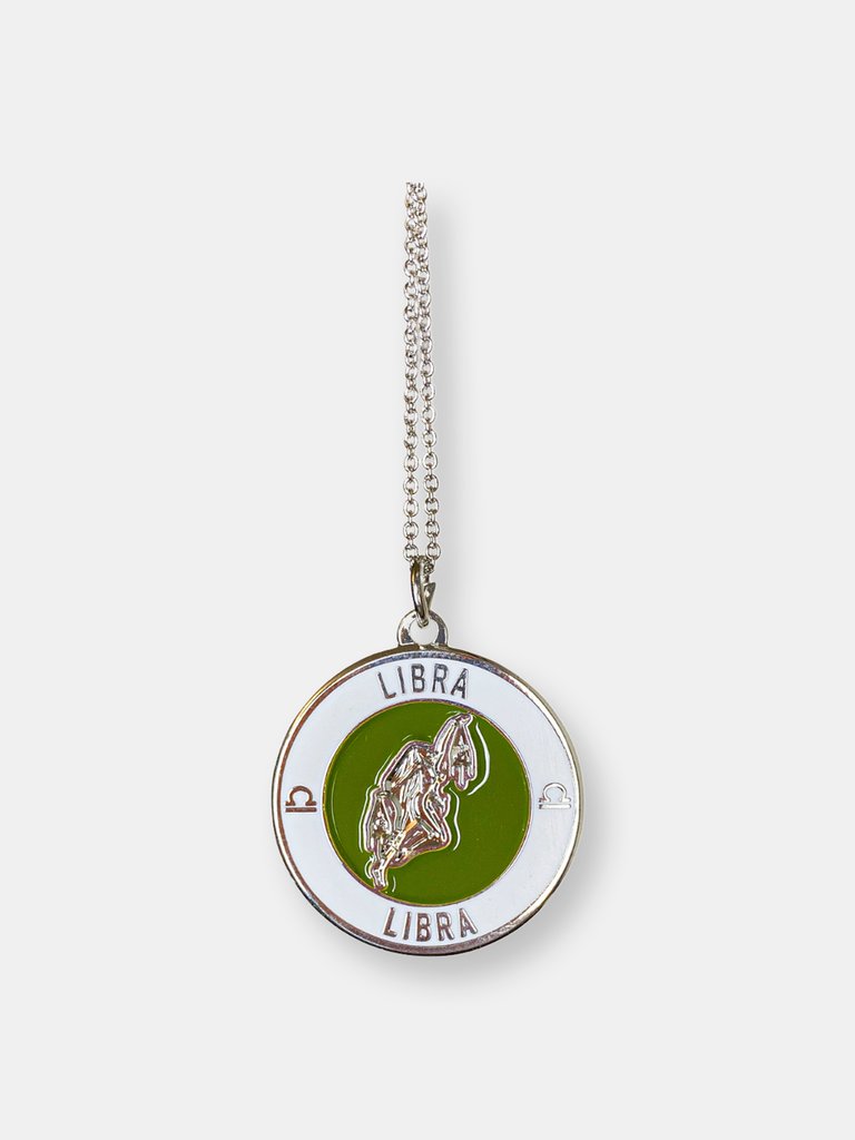 Libra Enamel Zodiac Pendant - Green