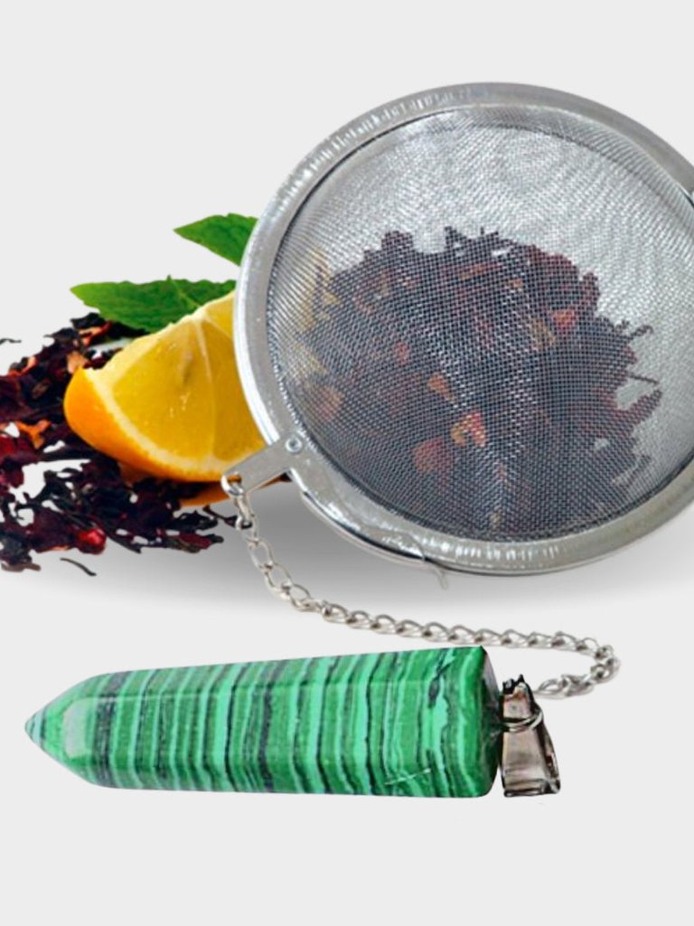 Malachite Crystal Gemstone 2-Inch Tea Ball Infuser