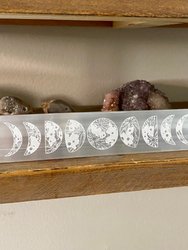 Moon Phase Engraved Polished Selenite Cleansing Plate