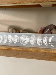 Moon Phase Engraved Polished Selenite Cleansing Plate