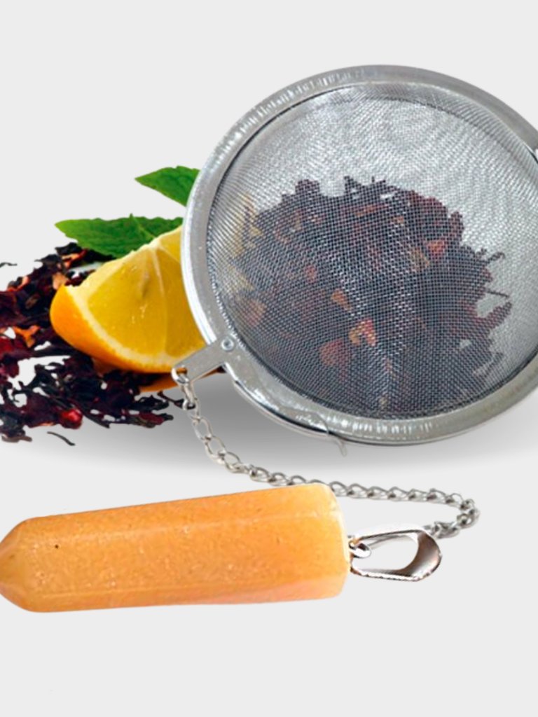 Orange Topaz Crystal Gemstone 2-Inch Tea Ball Infuser