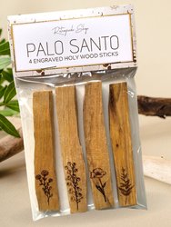 Palo Santo Bundle, 4 Pack Engraved Floral Designs