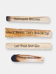 Palo Santo Bundle, 4 Pack Engraved Funny Intentions - Brown