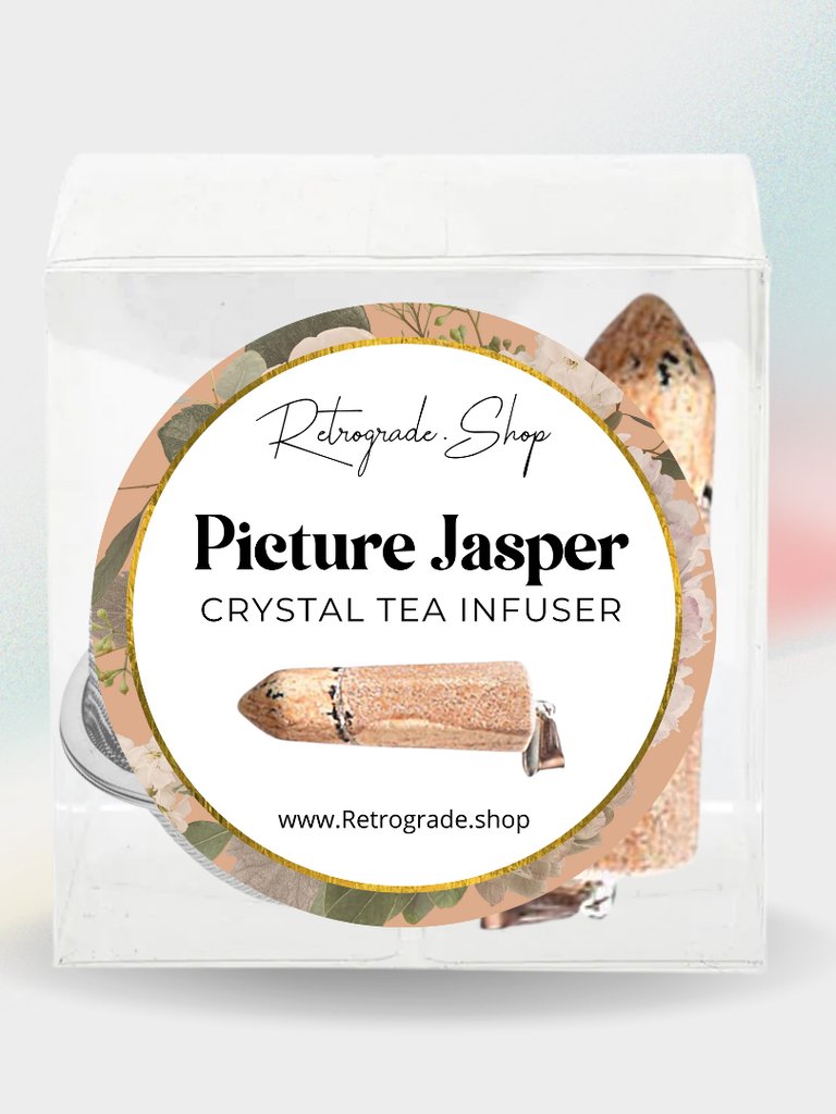 Picture Jasper Crystal Gemstone 2-Inch Tea Ball Infuser - Brown