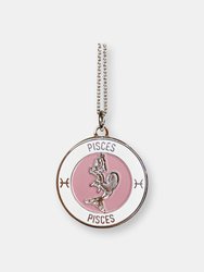 Pisces Enamel Zodiac Pendant - Pink/White