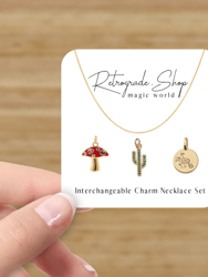 Plant Mom Dainty Interchangeable Charm Necklace - 3 Charms