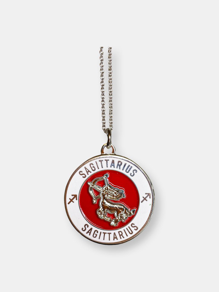 Sagittarius Enamel Zodiac Pendant - Red/White