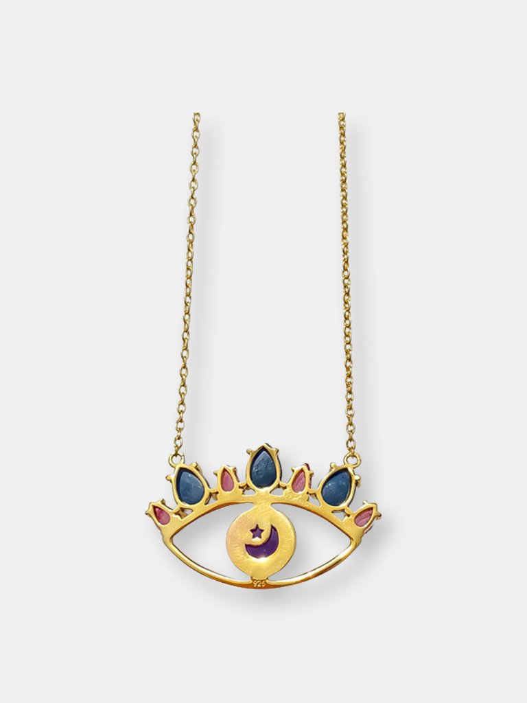 Serene Tranquility - Amethyst 14K Gold Evil Eye Necklace