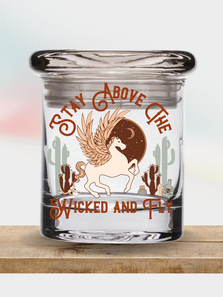 Stay Above The Wicked & Fly 1/4 Oz Glass Stash Jar - Brown