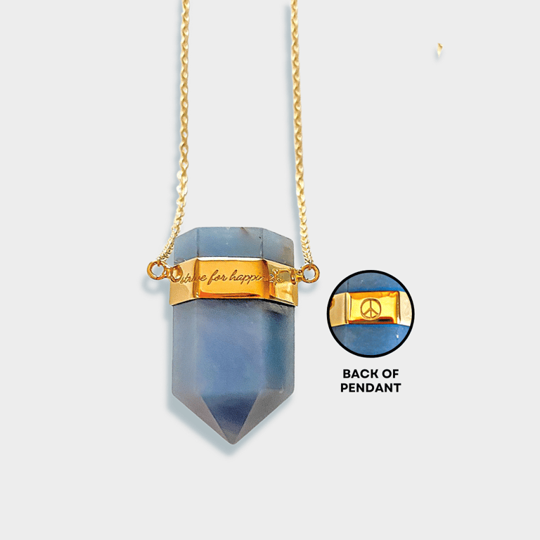 Strive For Happiness 14K Gold Angelite Necklace - Blue