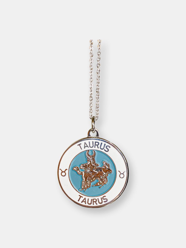 Taurus Enamel Zodiac Pendant - Blue/White