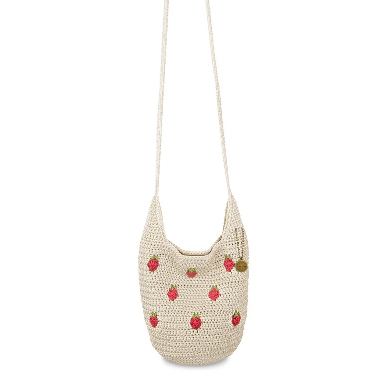 121 Crossbody Bag - Hand Crochet - Natural Strawberries