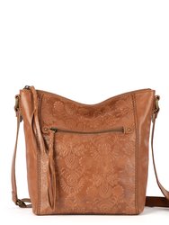 Ashland Crossbody - Leather - Tobacco Floral Emboss