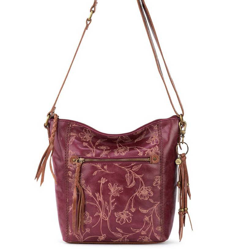 Ashland Crossbody - Leather - Cabernet Floral