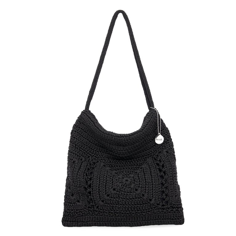 Ava Hobo Bag - Hand Crochet - Black Patch