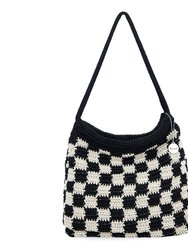 Ava Hobo Bag - Hand Crochet - Black Check
