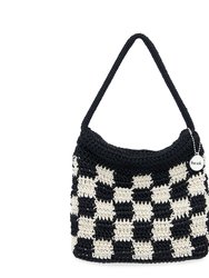 Ava Mini Hobo Bag - Hand Crochet - Black Check