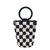 Ayla Ring Handle Pouch - Hand Crochet - Black Check