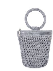 Ayla Ring Handle Pouch - Hand Crochet - Dove Sparkle Mesh
