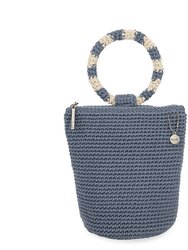 Ayla Ring Handle Pouch - Hand Crochet - Maritime