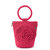 Ayla Ring Handle Pouch - Hand Crochet - Magenta Flower
