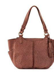 Bolinas Satchel Tote - Leather - Teak Leaf Embossed