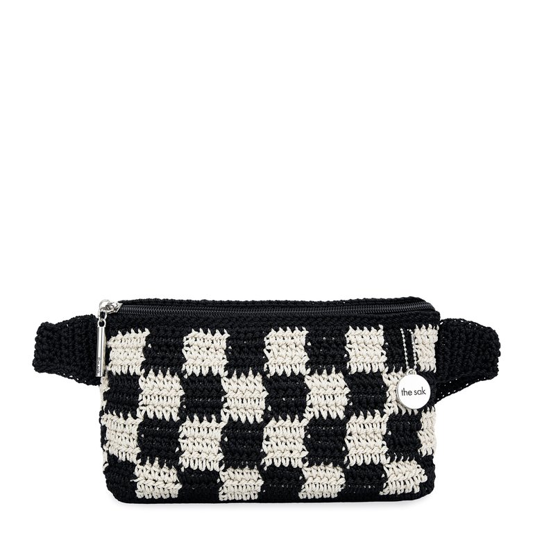 Caraway Small Belt Bag - Hand Crochet - Black Check