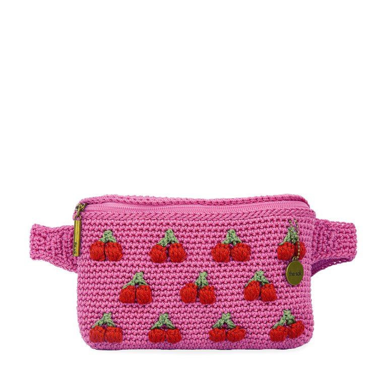Caraway Small Belt Bag - Hand Crochet - Pink Cherries