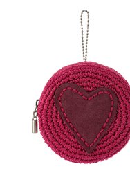 Circle Coin Pouch - Hand Crochet - Pinkberry and Currant Heart