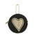Circle Coin Pouch - Hand Crochet - Black and Dark Gold Heart