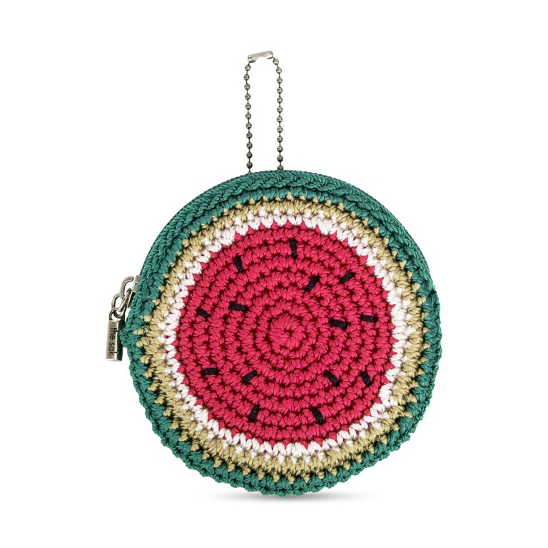 Circle Coin Pouch - Hand Crochet - Watermelon