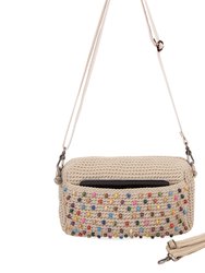 Cora Smartphone Crossbody Bag - Hand Crochet - Ecru Multi Beads
