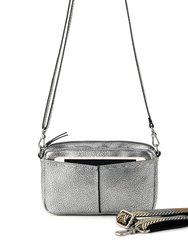 Cora Smartphone Crossbody Bag - Leather - Black Silver Pebble