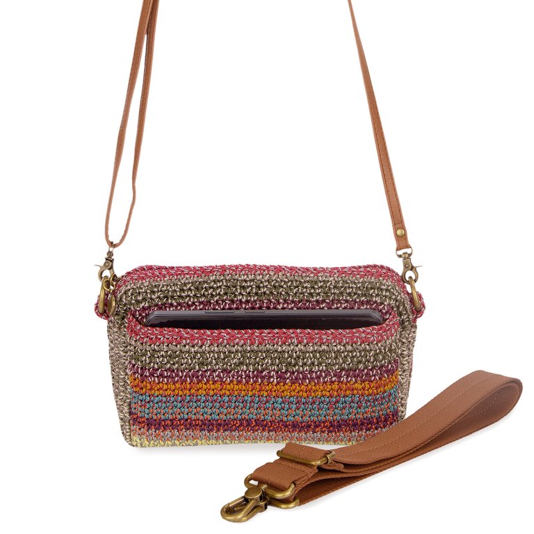 Cora Smartphone Crossbody Bag - Hand Crochet - Sunset Stripe