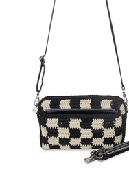 Cora Smartphone Crossbody Bag - Hand Crochet - Black Check
