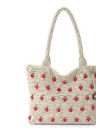 Crafted Classics Carryall Tote - Hand Crochet - Natural Strawberries