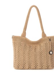 Crafted Classics Carryall Tote - Hand Crochet - Bamboo With Gold