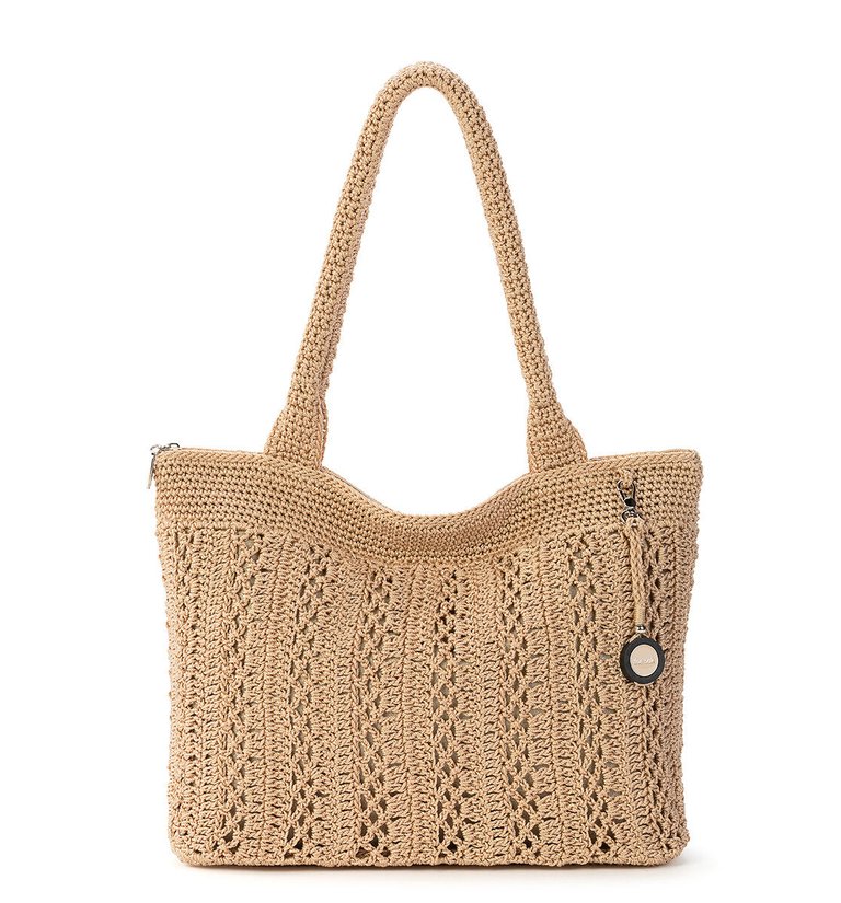 Crafted Classics Carryall Tote - Hand Crochet - Bamboo With Gold