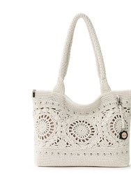 Crafted Classics Carryall Tote - Hand Crochet - Natural Medallion