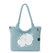 Crafted Classics Carryall Tote - Hand Crochet - Chambray Static Flower Embroidery