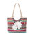 Crafted Classics Carryall Tote - Hand Crochet - Eden Stripe Flower Embroidery