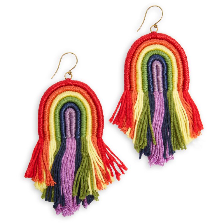 Cyrus Charm Earrings - Hand Crochet - Rainbow