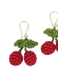 Cyrus Charm Earrings - Hand Crochet - Cherry