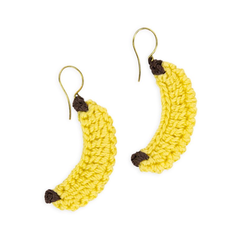 Cyrus Charm Earrings - Hand Crochet - Banana