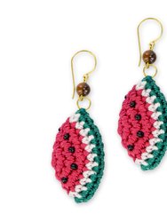 Cyrus Charm Earrings - Hand Crochet - Watermelon
