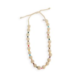 Drea Crochet Bead Necklace - Hand Crochet - Ecru Multi Beads