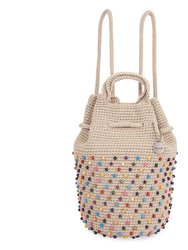 Dylan Small Backpack - Hand Crochet - Ecru Multi Beads