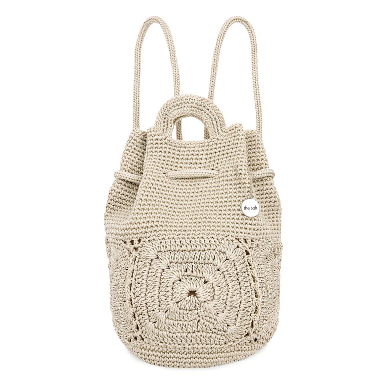 Dylan Small Backpack - Hand Crochet - Natural Patch